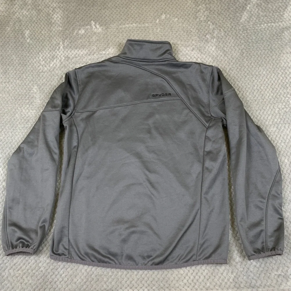 Spyder Mens Gray Quarter Zip Pullover Fleece Jacket Chest Pocket Size Large